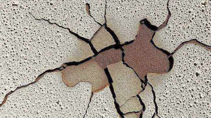 Cracked and damaged stucco wall caused by improper high-pressure washing